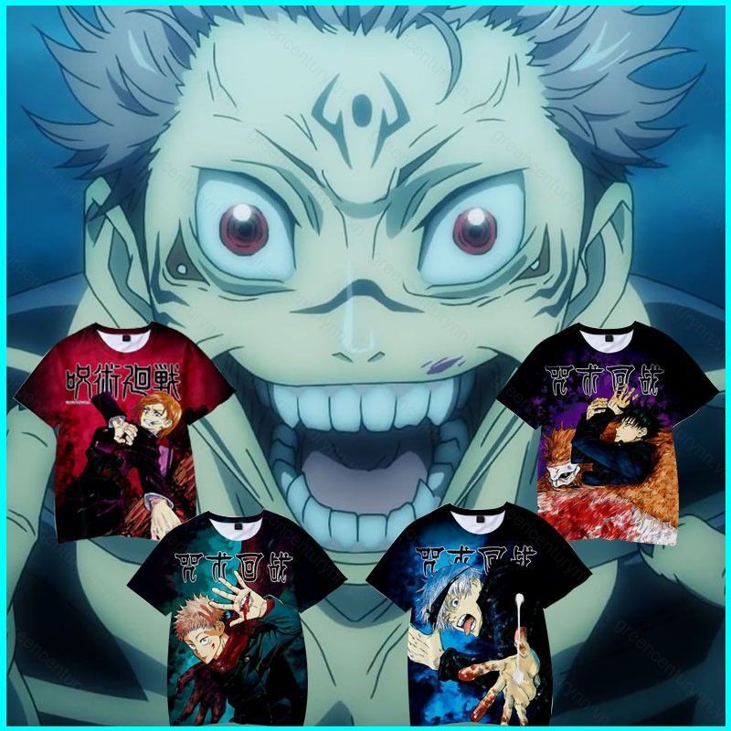 Áo thun cosplay Jujutsu Kaisen Itadori Yuji và Kugisaki Nobara tay ngắn, phong cách thể thao, phù hợ