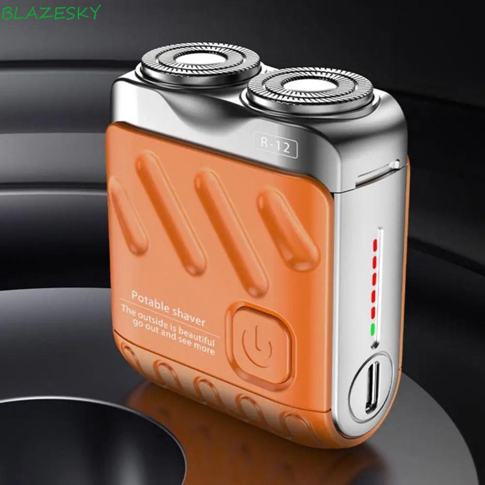 Máy cạo râu điện nam BLAZESKY, Dao cạo quay di động chống nước, Kích thước bỏ túi Type-C Sạc lại hiệu quả Cạo râu mặt Mini Dụng cụ tẩy lông Cha
