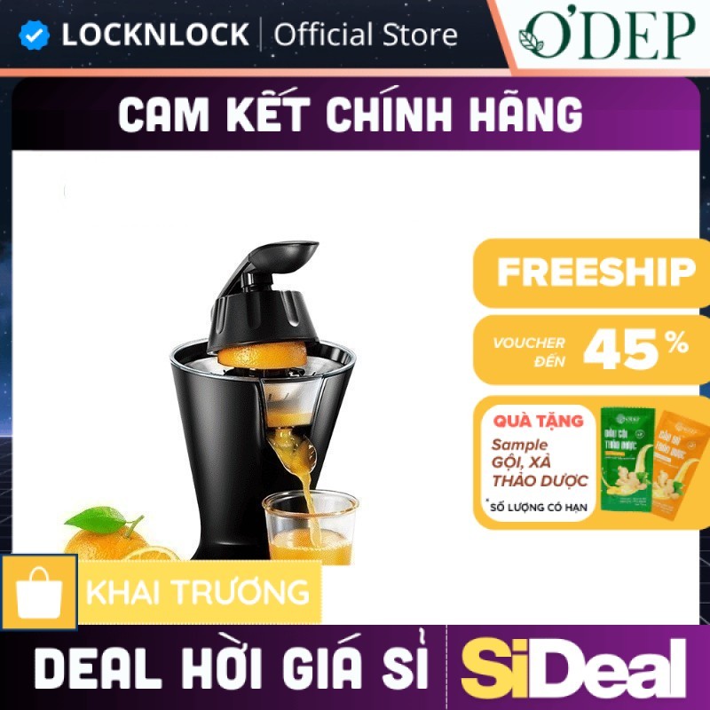 Máy vắt cam tự động LocknLock Chính hãng, công suất cao 85W, đa năng ép lựu, bưởi, chanh EJJ256BLK -