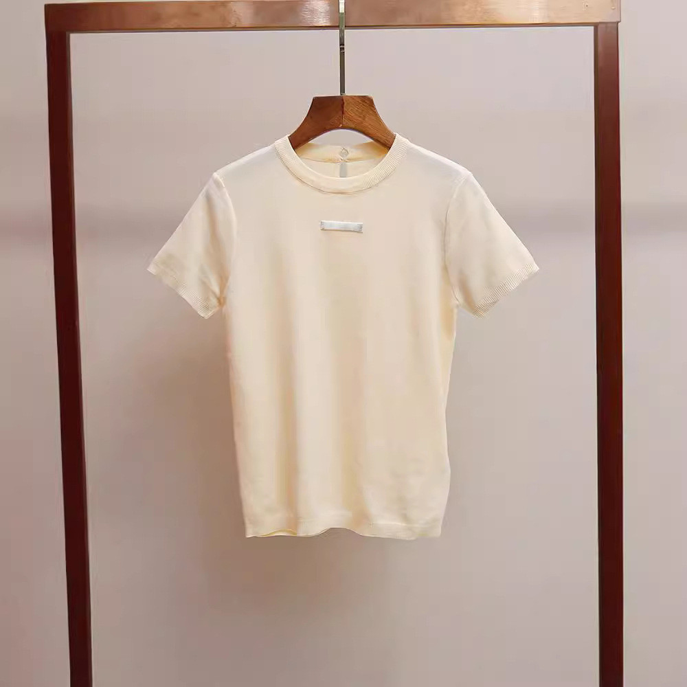 E32I Sandr00 High-end Women's Korean Style Simple Solid Color Sweet Age-reducing Back Pearl Round Ne