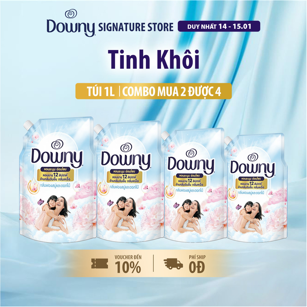 [DOWNY] Combo 4 Nước Xả Vải DOWNY Tinh Khôi Túi 1L