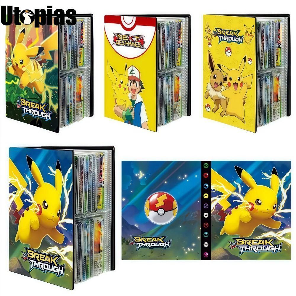 [UTOPIAS] Album Thẻ, 240 Bộ sưu tập chất kết dính Charizard, Trong suốt 4 lưới Mewtwo Túi đựng thẻ b