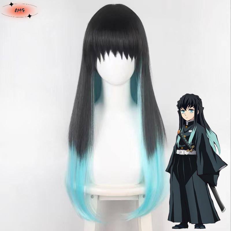 Anime tokitou muichirou cosplay Tóc Giả muichiro tokito tóc giả tóc tổng hợp chịu nhiệt