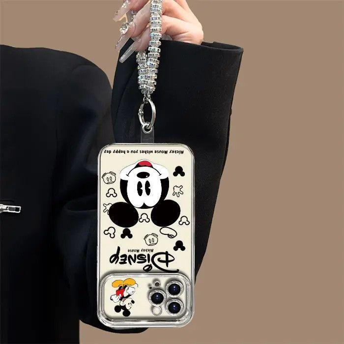 Mickey có vòng tay Vỏ iPhone tương thích với cửa sổ lớn mạ điện cho iPhone 17 / 15 / 14 Pro Max / 17