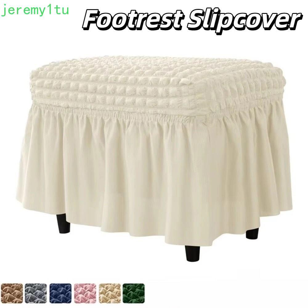 JEREMY Ottoman Cover, Vỏ phân màu trơn thanh lịch, Dễ dàng cài đặt Seersucker mềm Bảo vệ Ottoman Co 