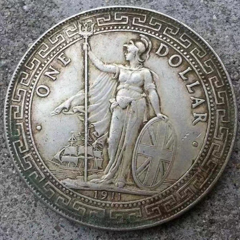 Bộ sưu tập tiền xu cổ đại 1911 Trạm Anh Quốc Đồng đô la bạc nước ngoài Giả Đồng xu bạc cũ Bộ sưu tập