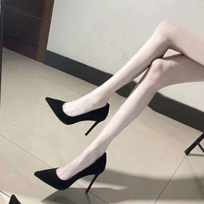 cao gót 7 phân giày cao gót 7 phân Giày cao gót gót nhọn màu đen giày nghi thức phong cách trong sán