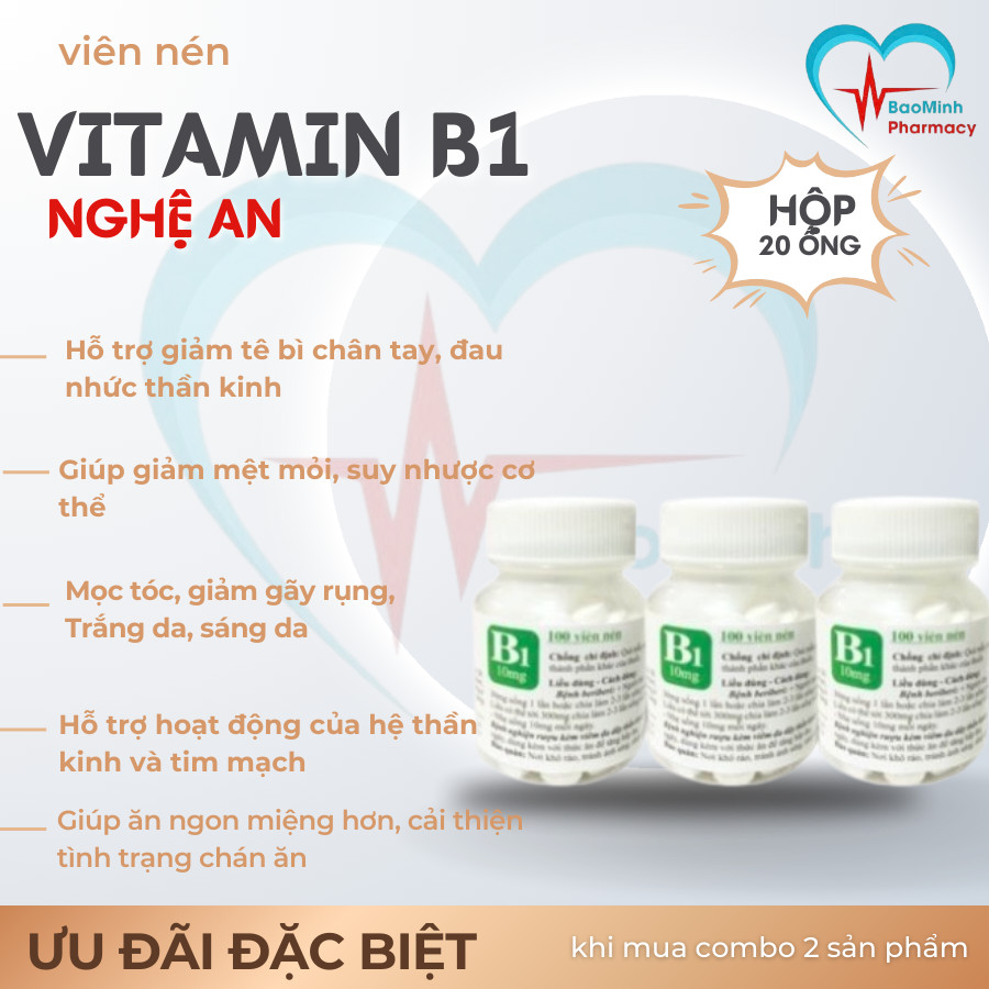 Vitamin B1 Đại Uy - Bổ sung vitamin B1 cho cơ thể, giúp ăn ngủ ngon, gội dầu kích thích mọc tóc