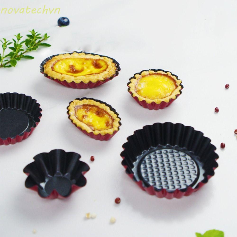 Khuôn Chảo Flan NOVA, Khuôn Tart Trứng Mini Bằng Thép Carbon, Phụ Kiện Làm Bánh Nhà Bếp Sáng Tạo Có 