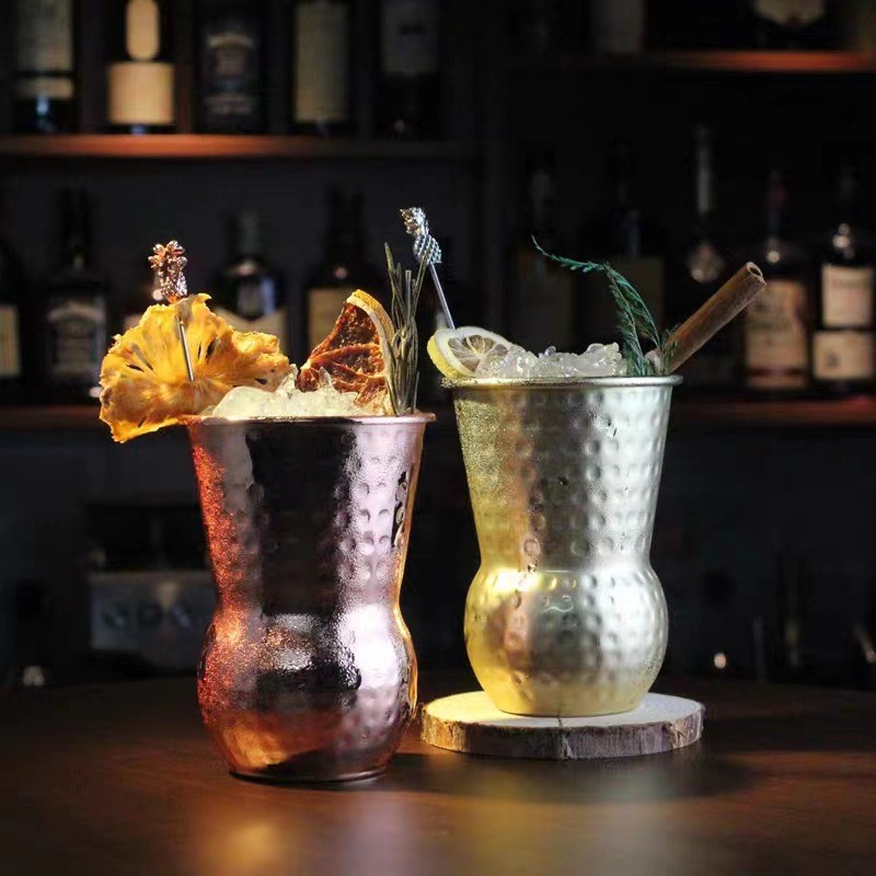 Thép không gỉ 304 Búa Điểm Ấn Độ Cocktail Thủy Tinh Sáng Tạo Hoa Hồng Vàng Cocktail Thủy Tinh Kim Lo
