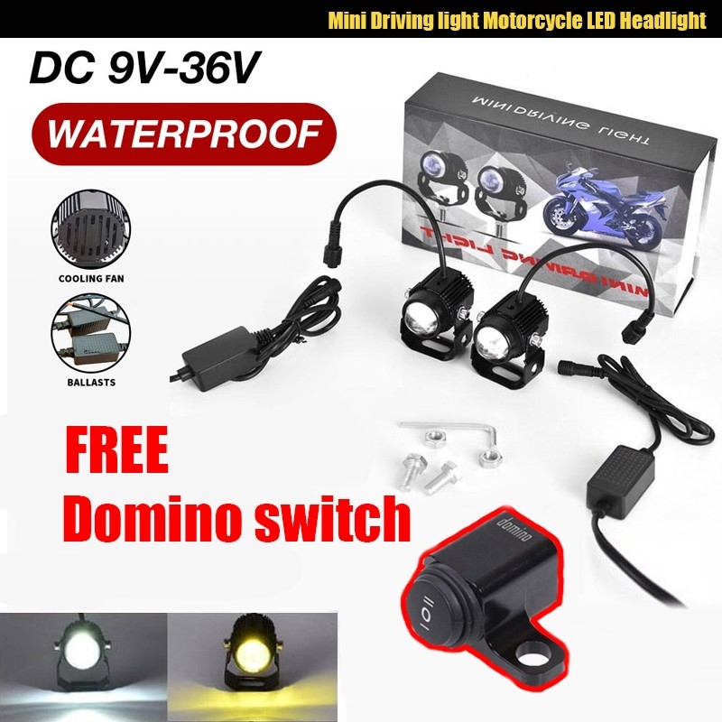 Miễn phí 3 chiều domino Switch Đèn lái xe Mini Màu trắng + Vàng Cặp phổ thông chất lượng cao 20W kèm