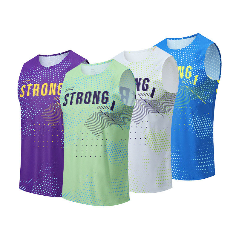 Sports Fitness Vest Quick-Drying Sleeveless T-shirt Outdoor Running Marathon Top Basketball Sports V