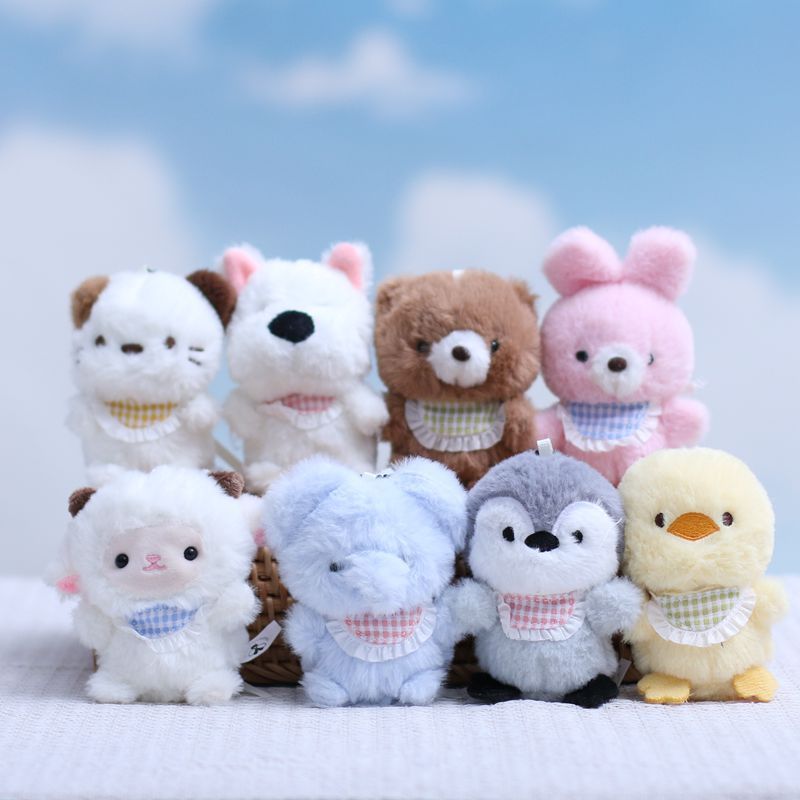 Premium In-Stock#Cute Animal Pendants Little Sheep Elephant Penguin Plush Toys Dolls Bag Charms Keyc
