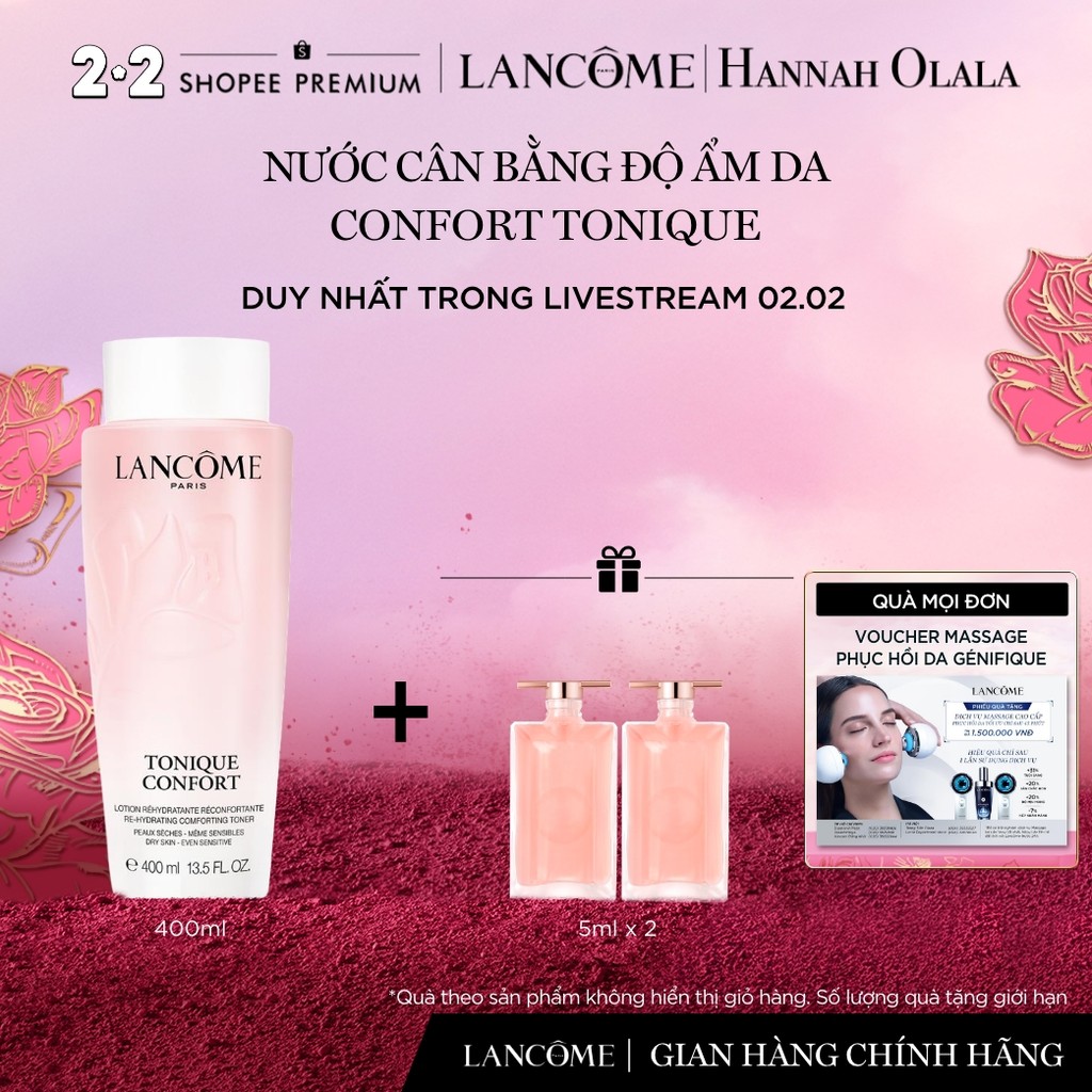 [Lancome x Hannah] Nước Cân Bằng (Toner) Độ Ẩm Dịu Nhẹ Tonique Confort 400ml - Chiết Xuất Từ Mật Ong