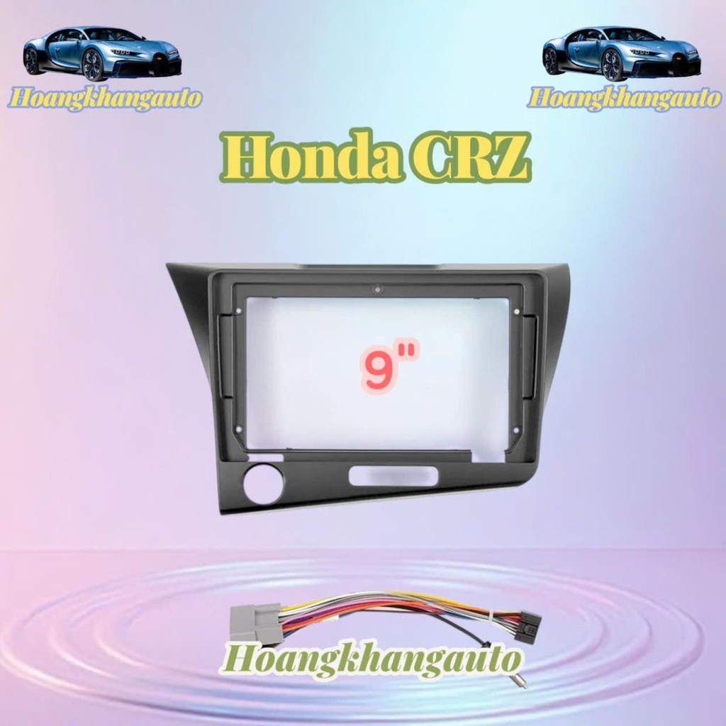 Mặt dưỡng lắp màn android cho xe Honda CRZ, 9  inch kèm jack nguồn zin