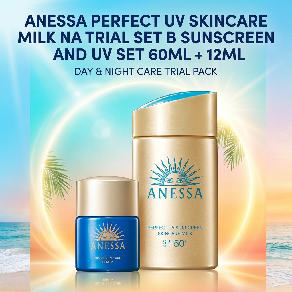 Kem chống nắng ANESSA Perfect UV Skincare Milk NA bộ Trial Set B 60mL + 12mL - Hàng Nhật nội địa