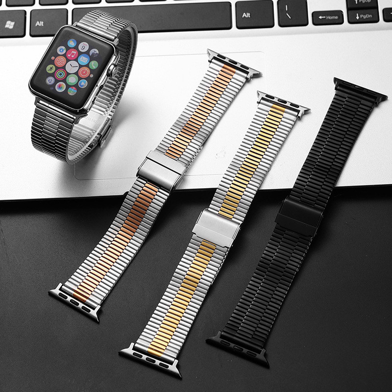 Thích hợp cho Apple Watch Series 11 Ultra2 Dây đeo ba hạt kim loại Axonau Milanese Dây thép Unisex A