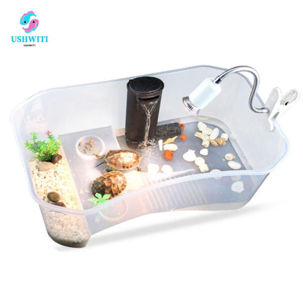 MLINX Rùa Vivarium Box, Basking Ramp Water Land Dual Use Turtle Aquarium, Hộp Ăn Cá Vàng Nhựa Vuông 