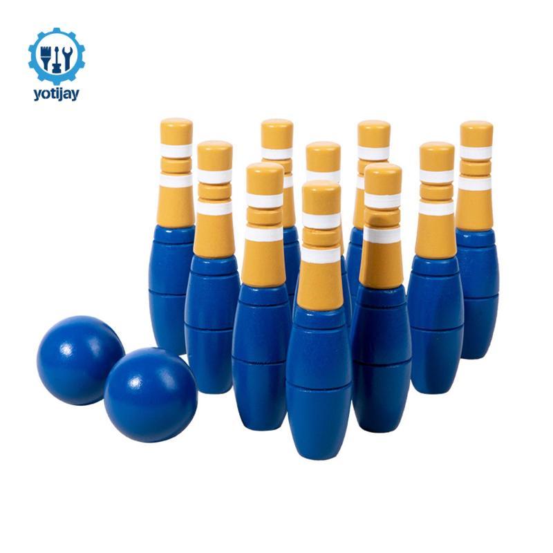 Bộ Bowling Gỗ Skittles Đồ Chơi Bowling Trò Chơi Đạo Cụ Gỗ 10 Chai Đồ Chơi Ngoài Trời