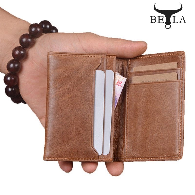 FE2 Ready Stock Bella Ví Ngắn 100% Gen Da Di Động Bi-Fold Đựng Thẻ Unisex Universal