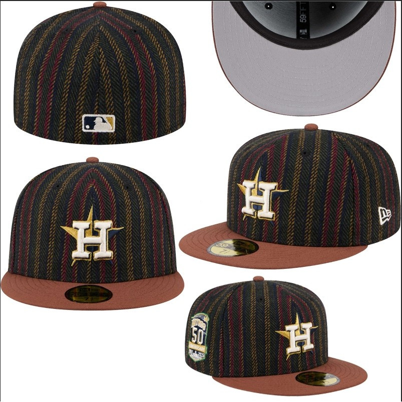 Houston AstrosVintage 59FIFTY Mũ sọc nâu, Logo đội bóng trên đỉnh