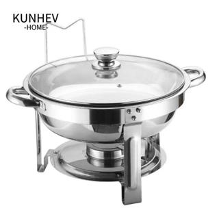 KUNHEV Máy hâm nóng thức ăn tự chọn KUNHEV, Đĩa đựng thức ăn ấm hơn 4,5L bằng thép không gỉ, Vỏ treo sang trọng có nắp Bếp ăn tự chọn vàng Thương mại