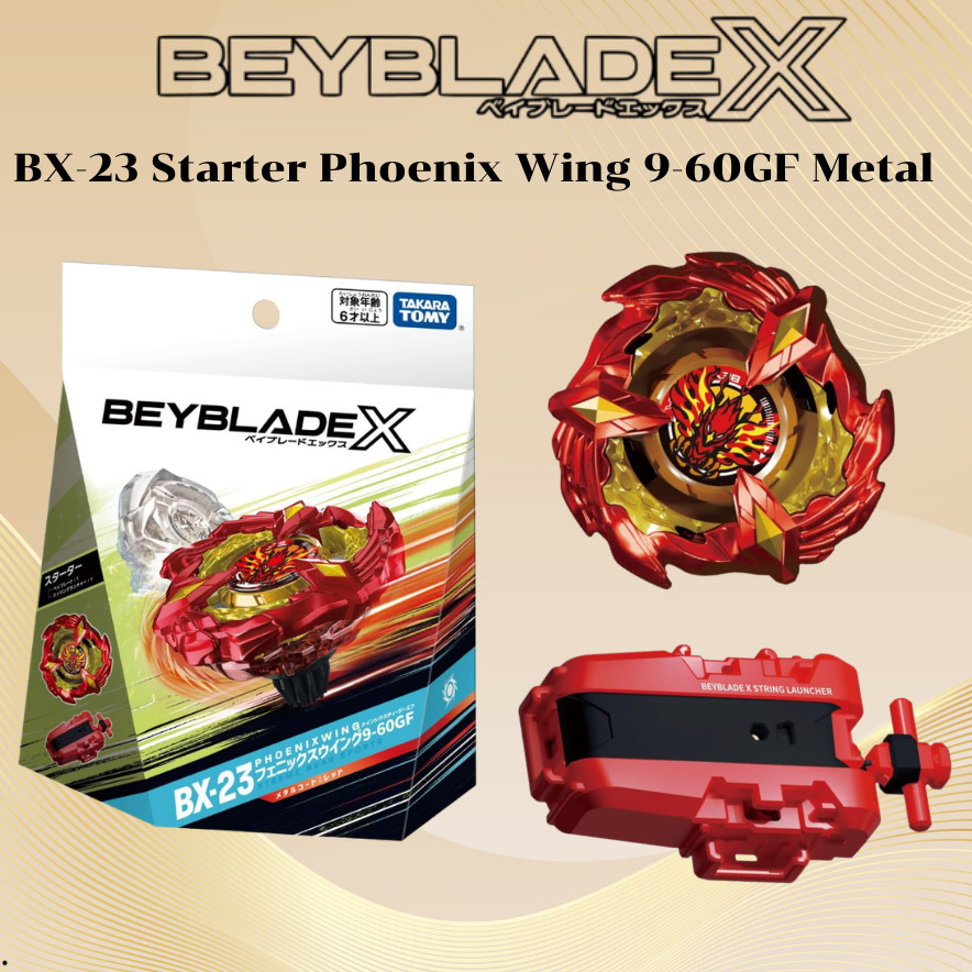 Takara Tomy BEYBLADE X BX-23 Starter Phoenix Wing 9-60GF Metal Coat Red with String Launcher【No Bank