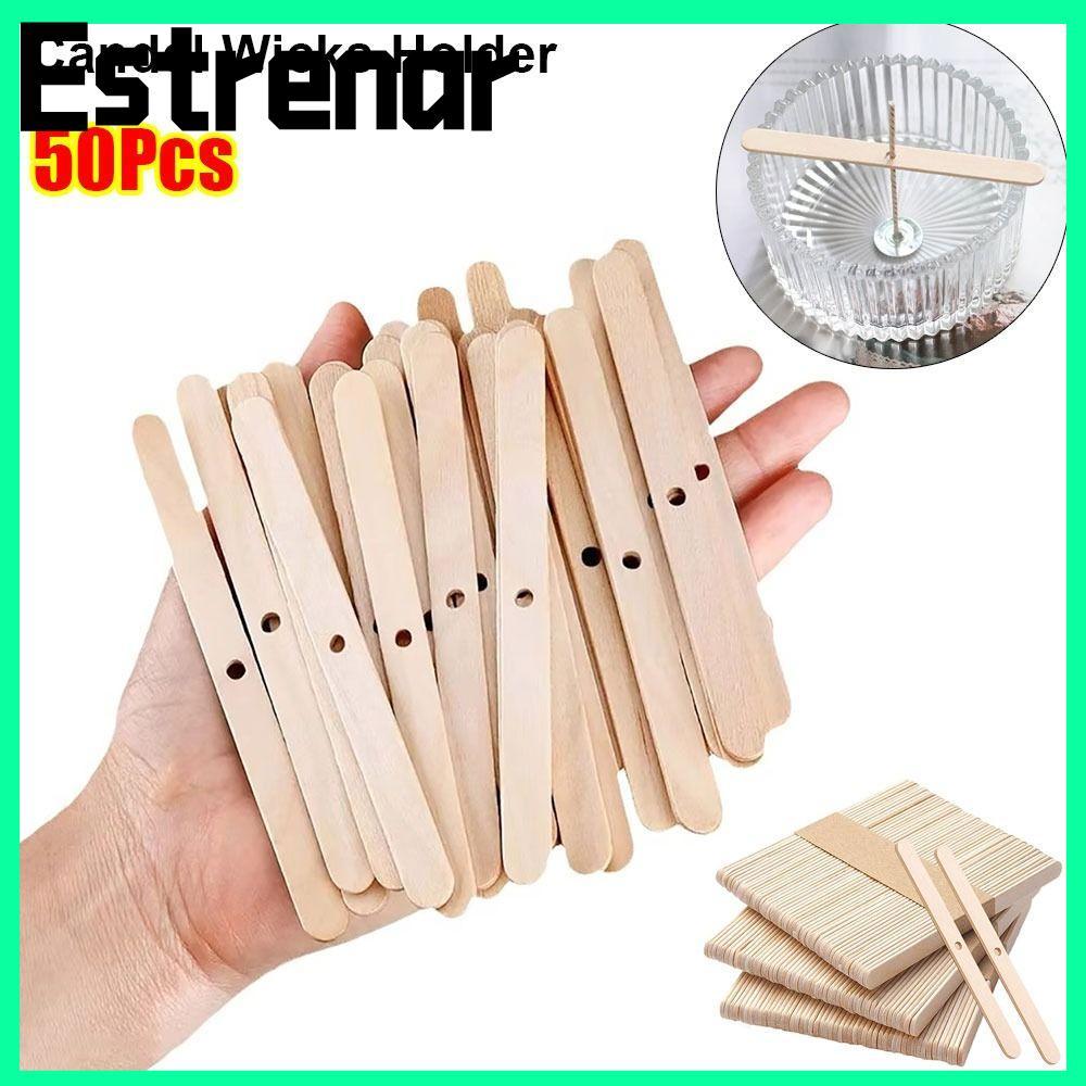ESTRENAR 50 Cái Giá đỡ bấc Candel, Dụng cụ làm candel bằng gỗ 114mm, Thiết bị định tâm DIY Thủ công 