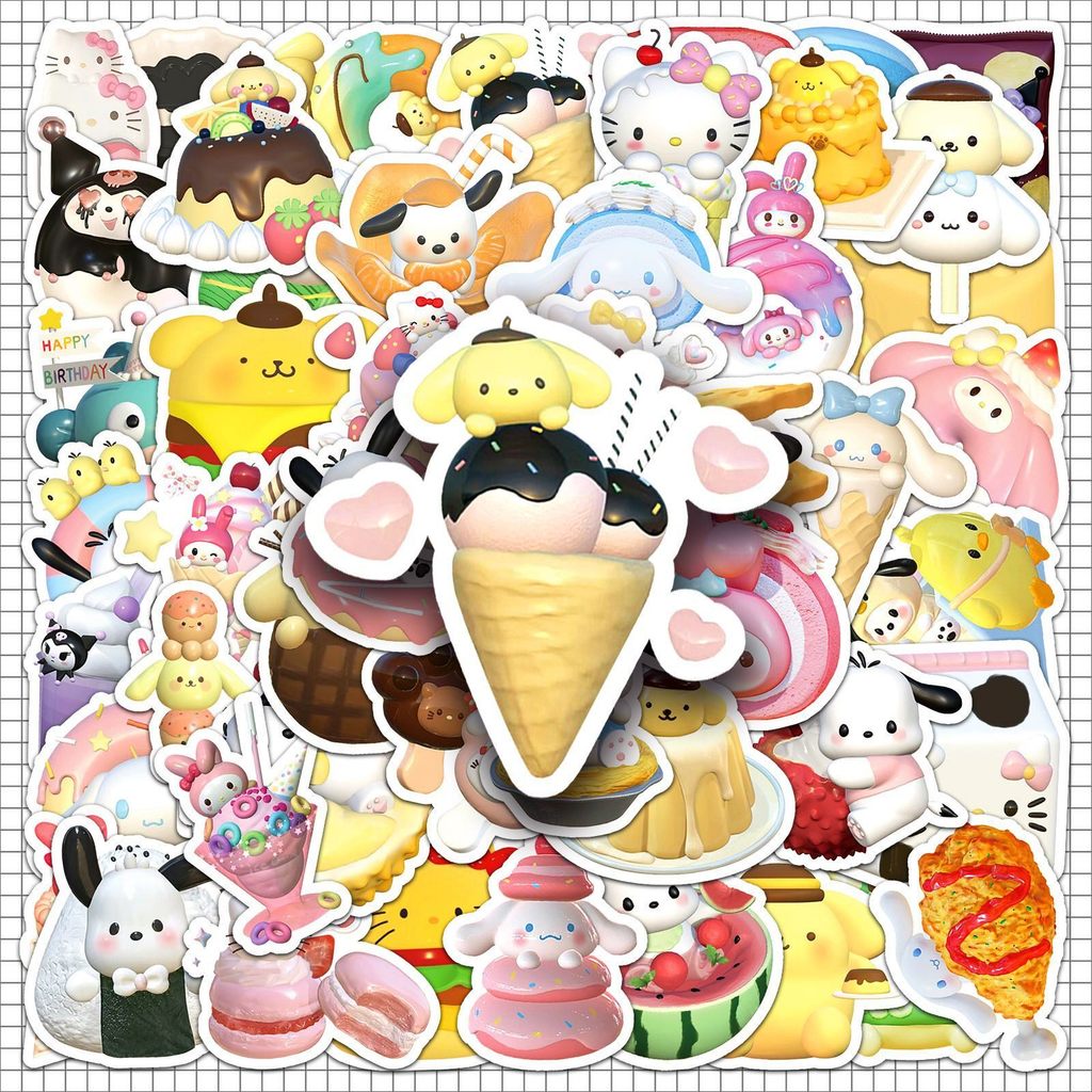Bộ 50 Kuromi, My Melody, Cinnamorol, Pochacco, Pudding Dog Sticker