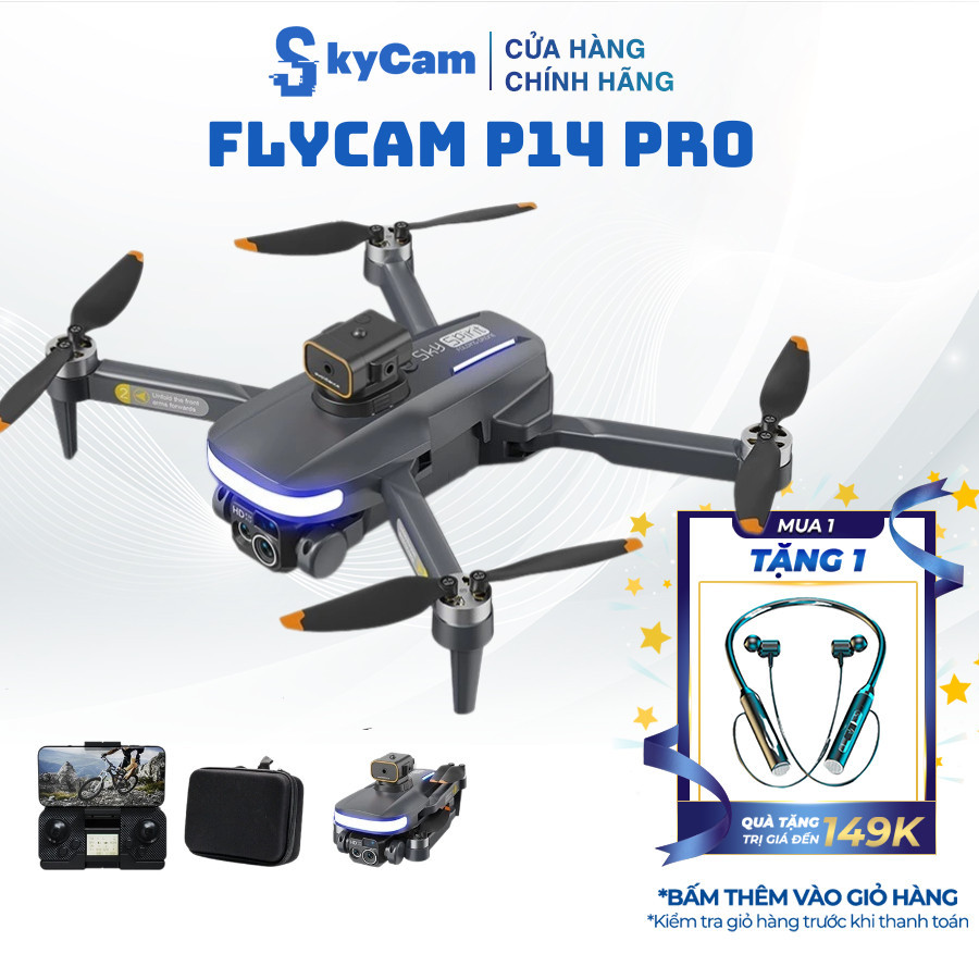 Flycam P14 Pro, flycam giá rẻ Động Cơ Không Chổi Than, tránh va chạm, hợp với người mới chơi