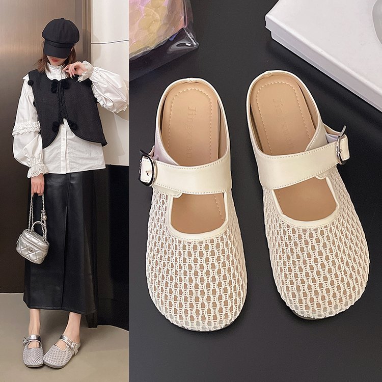 Lưới Đầu Bánh Mì Nửa Dép Nữ Mùa Hè