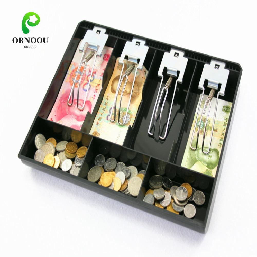 ORNOOU Hộp đựng tiền mặt Hộp đựng tiền Cửa hàng màu đen Nhựa 3 / 4 / 5 ngăn đựng tiền Khay đựng tiền