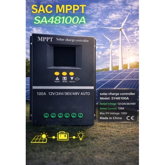 Bộ Điều Khiển Sạc Năng Lượng Mặt Trời MPPT  12V/24V36V/48V Solar charge controller Model: SY48100A