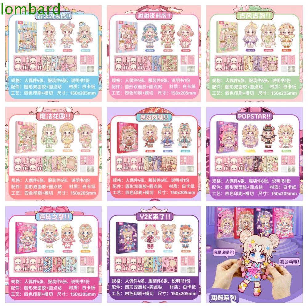 LOMBARD Dress Up Sticker, PVC EVA Changeover Sticker Sổ tay, Sổ tay thẻ hoạt hình Kawaii DIY Guka St