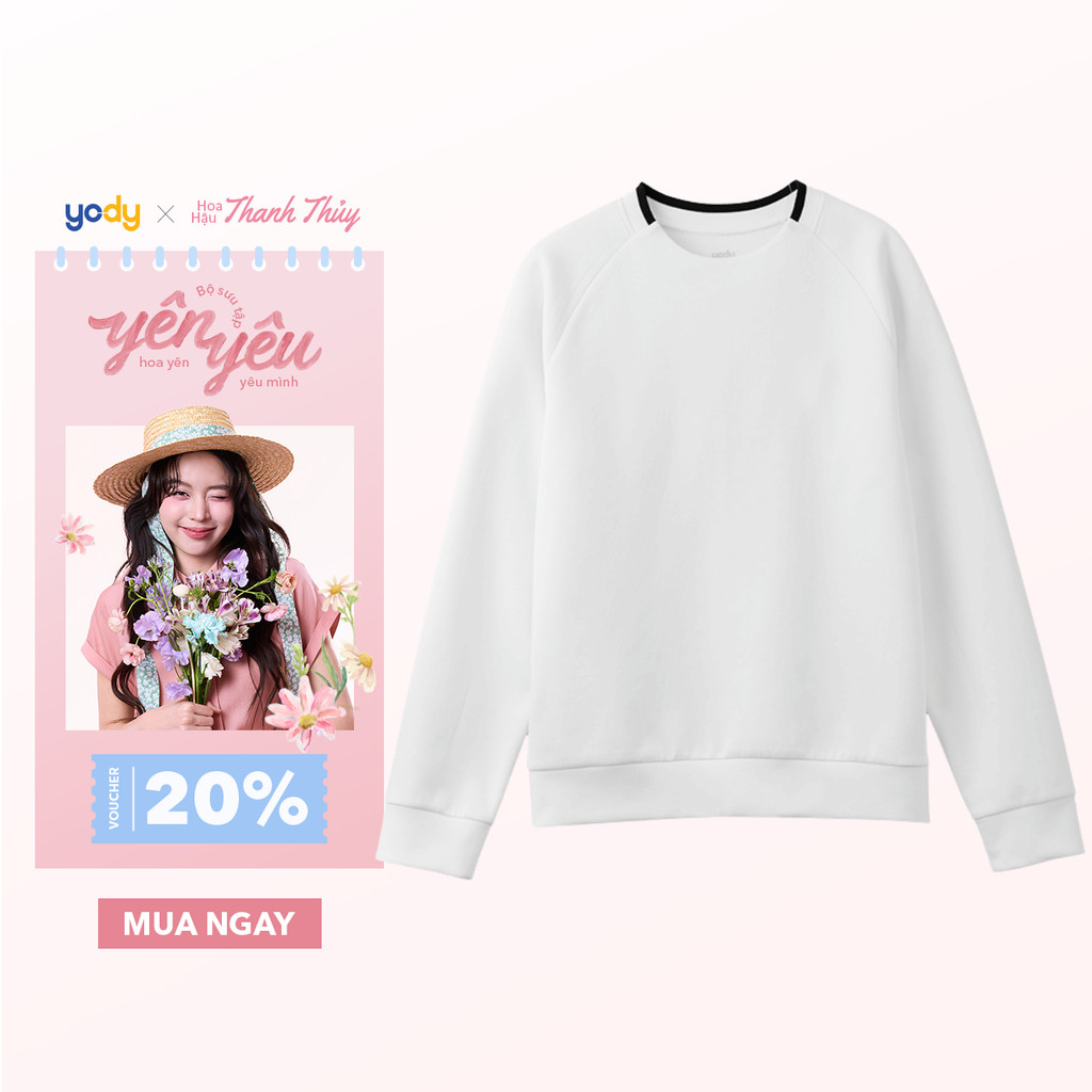 Áo nỉ nam tay raglan YODY bo phối co giãn và đàn hồi tốt thông thoáng MCSW25F068