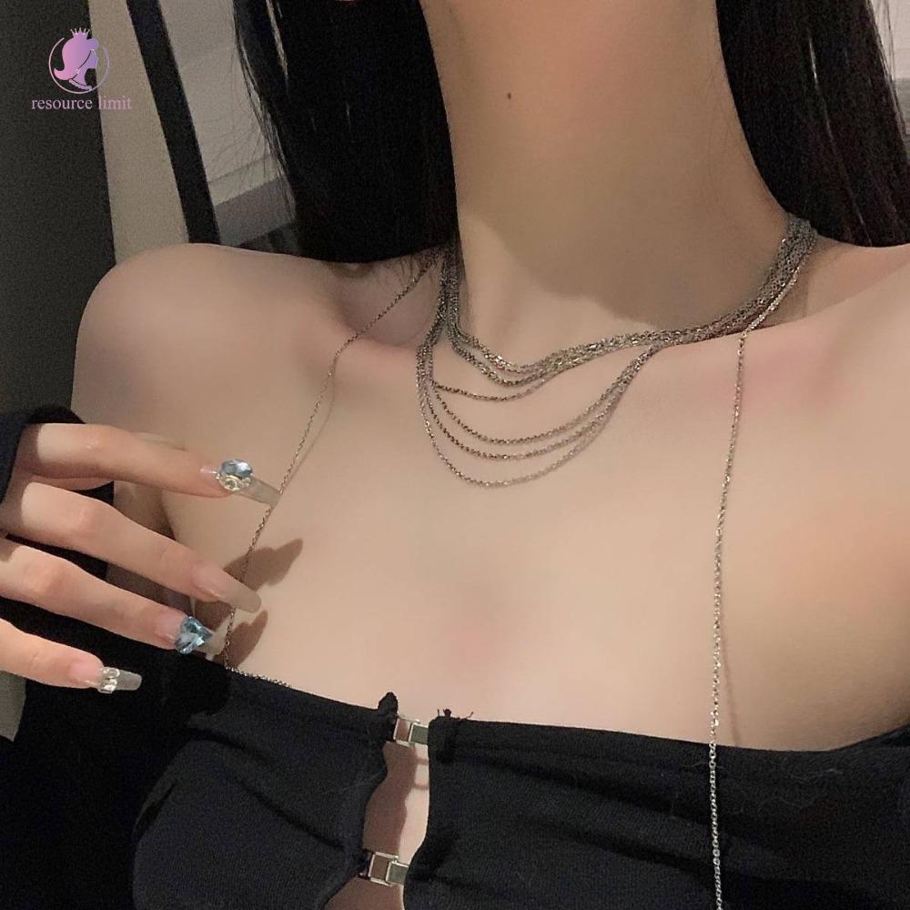 Vòng cổ dây chuyền thép titan tua rua nhiều lớp -Flash Fringe