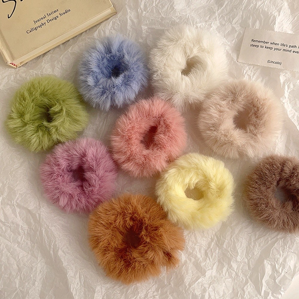 [Ysp]Plush Hair Scrunchie Plush Fabric Korean Style Soft Touch Gentle On Hair