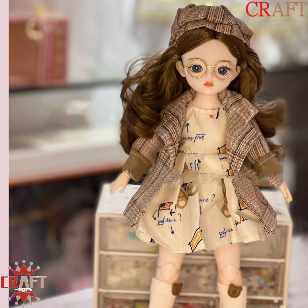 CRAFT Big Eyes Princess BJD Doll, Movable Trang điểm Hàn Quốc Look 30cm Bjd Doll, Phim hoạt hình Mặt