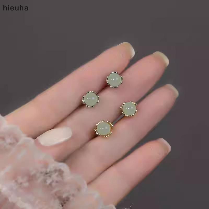 Pff phong cách Trung Quốc retro giả ngọc nhỏ bông tai trang sức tinh tế Quà Tặng CCD