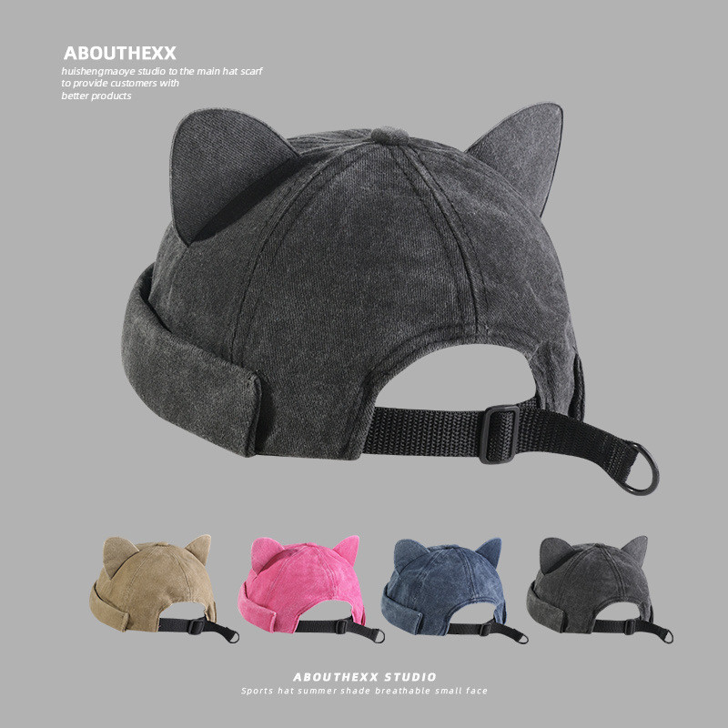 Mũ Nữ Tai Mèo Dễ Thương Không Vành Chủ Nhà Mũ Thời Trang Tất Cả Trận Đấu Mũ Da Dưa Rửa Đau Khổ Yuppi