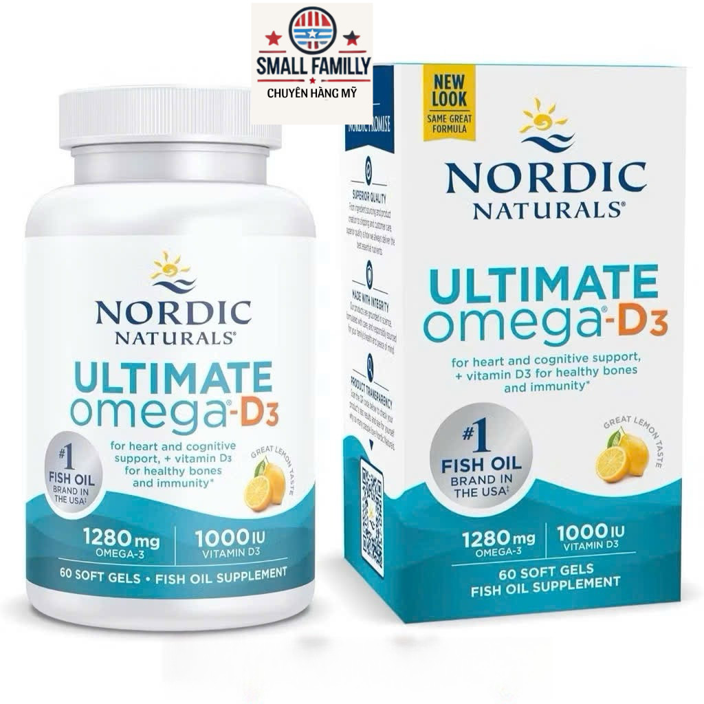 Viên uống Nordic Naturals Ultimate Omega-D3 1280mg – 1000IU Vitamin D3