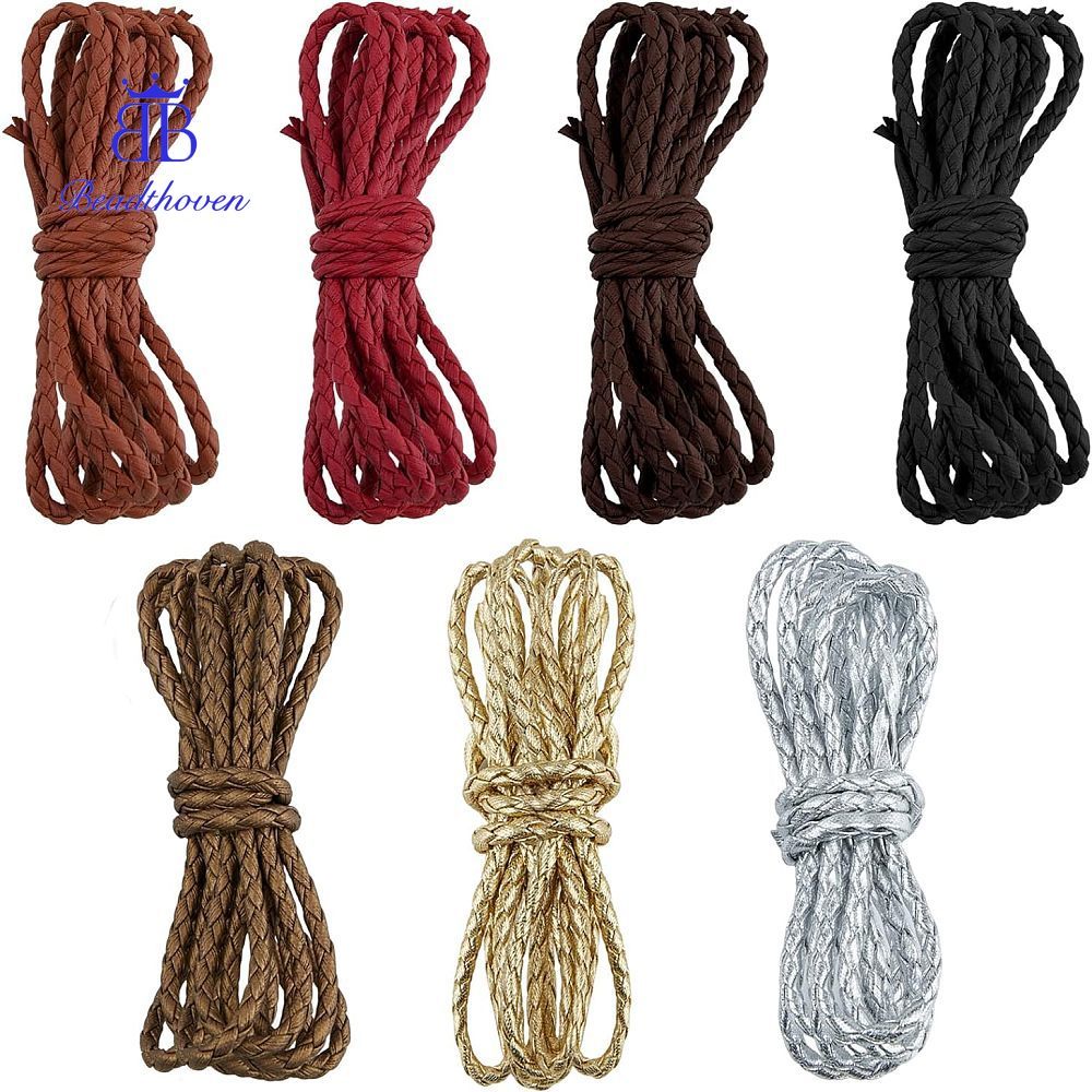 Dây da tròn 7 màu hỗn hợp, 4mm, 2.19 yards (2m)/hộp