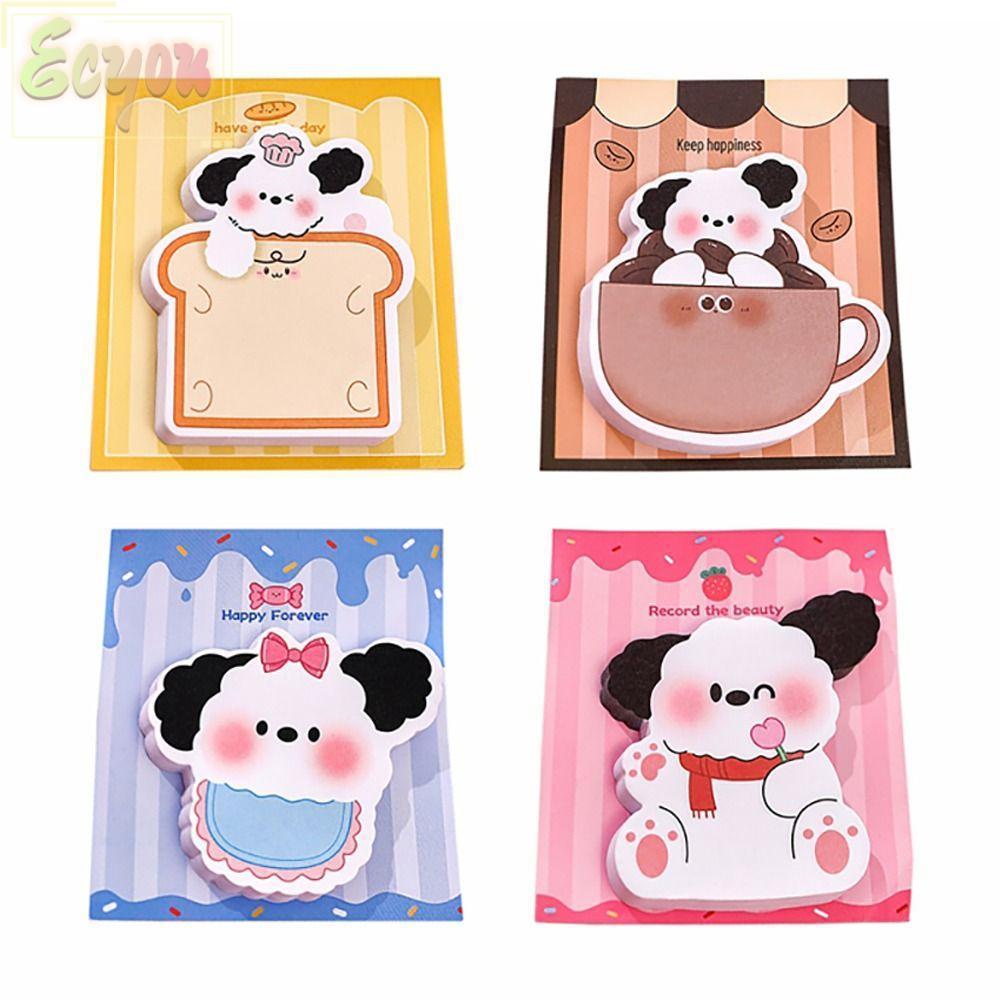 ECYOU 30 Tờ Giấy Dán, Văn Phòng Phẩm Puppy Notepad, Giấy Ghi Nhớ Hoạt Hình Di Động