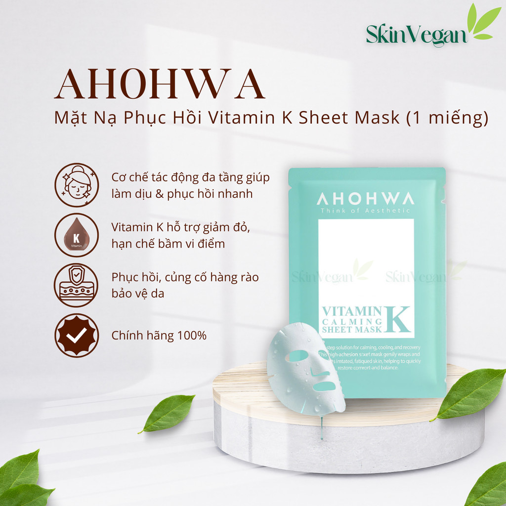 Mặt Nạ Cấp Ẩm Phục Hồi Vitamin K AHOHWA Vitamin K Calming Mask