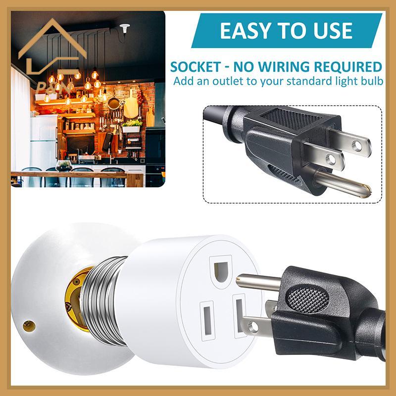 [P & N} 2 Cái E26 / E27 / B22 3Prong Light Soet Outlet Adapter Plug Light Soet To Plug Adapter Bulb 