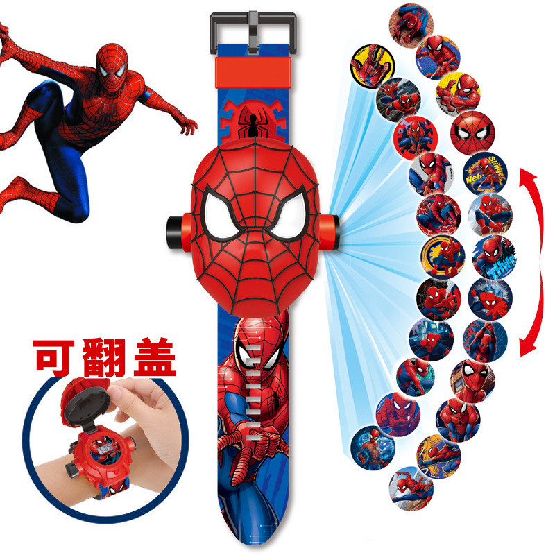 Liên Minh Huyền Thoại Avengers Đầu Lớn Lật Đồng Hồ Điện Tử Hoạt Hình Công Chúa 24 Chiếu Đồng Hồ Đồ Chơi Trẻ Em