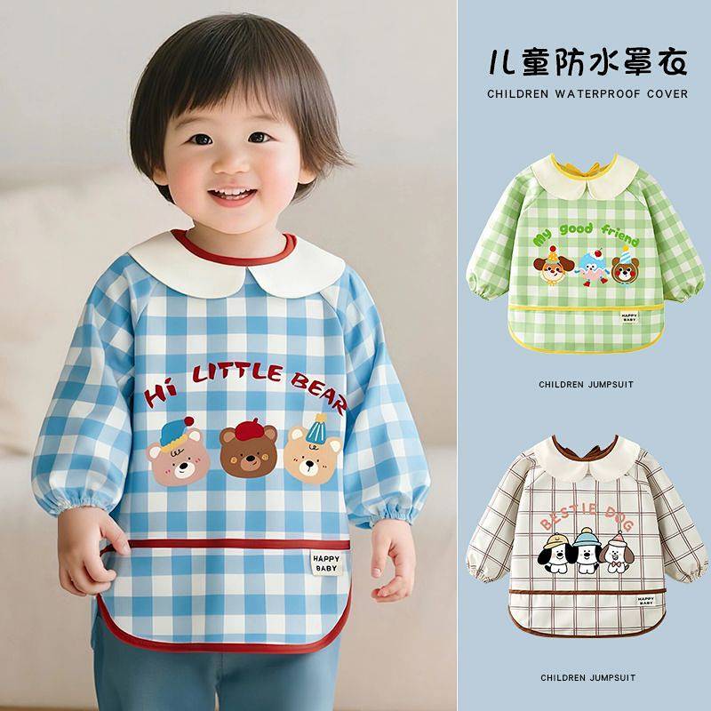 Baby Gown Long Sleeve Eating Water and Dirt Resistant Apron Summer Baby Dressing Thin HaHM