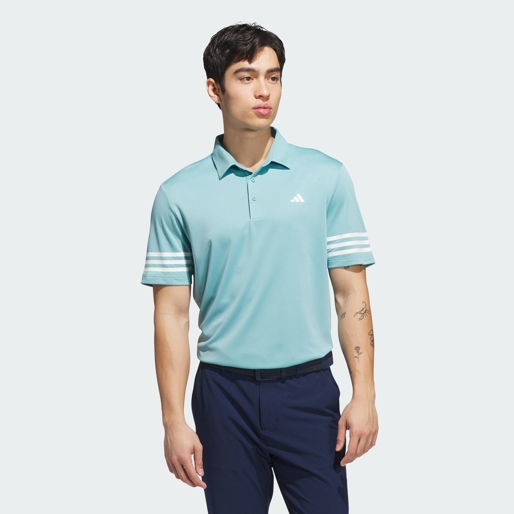 adidas Đánh gôn Áo Polo 3 Sọc Nam Ngọc lam JX7206