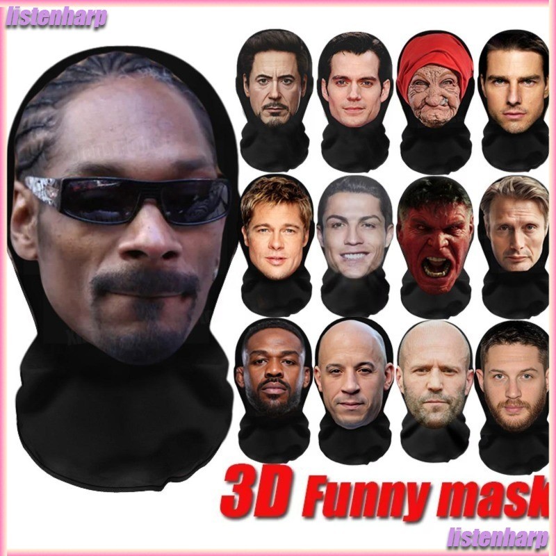 3D In Hình Liền Mạch Hiệu Suất Mặt Parody Prank Mũ Full Face 3D Mặt nạ Balaclava Mũ Ngộ nghĩnh Snoop