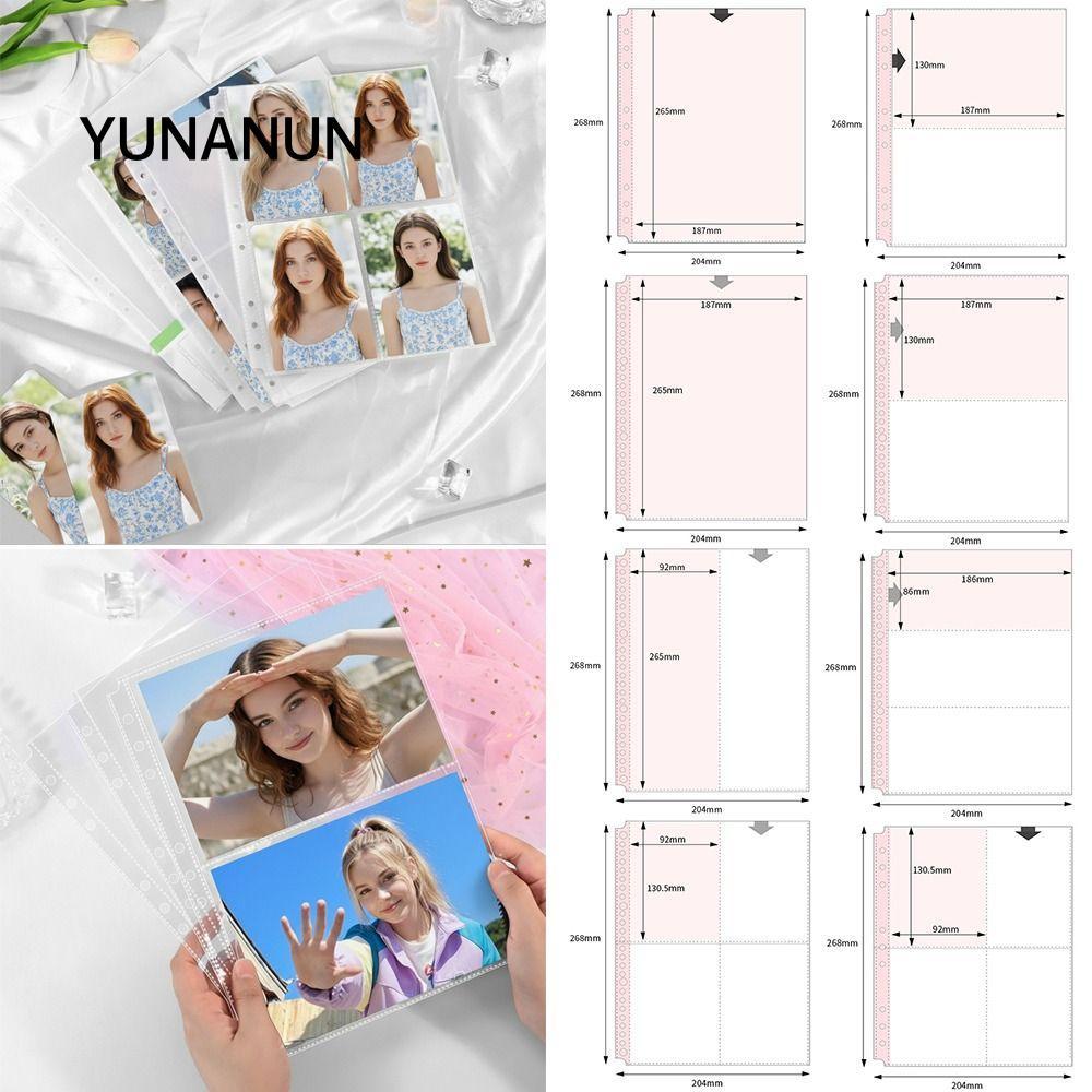 YUNAUN Photocard Binder Sheets, PP Acid Trong Suốt Nhiều Túi Tay, Chất Kết Dính Thẻ Trang Bên Trong 